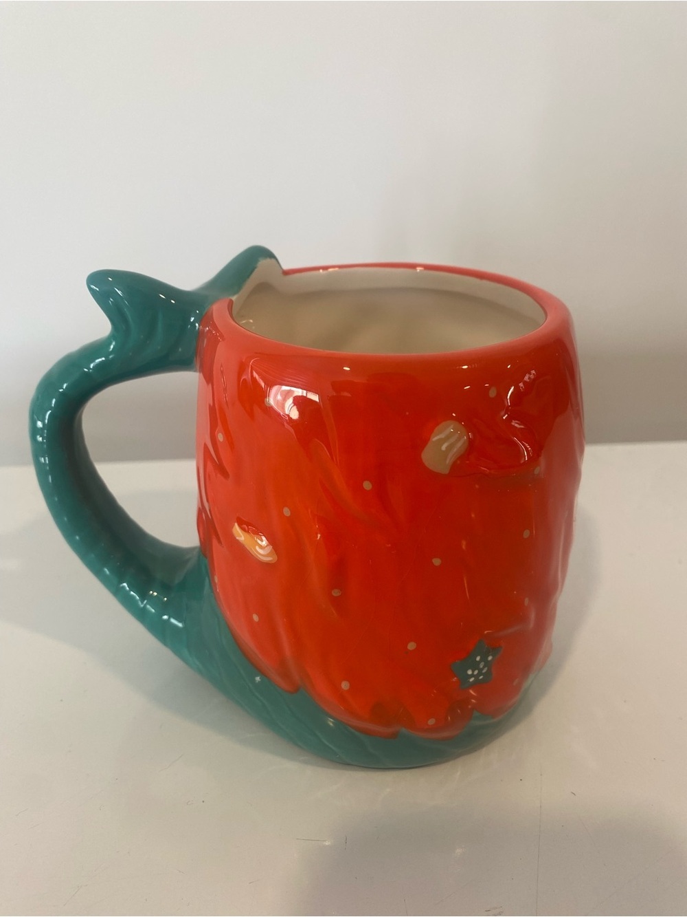 TAG Mermaid Coffee Mug 3D Red Hair Mermaid Tail Handle Ceramic Coastal Cup - Picture 4 of 8